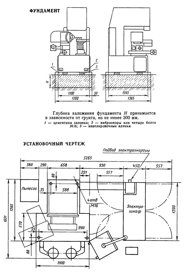 Настановне креслення профілешліфувального верстата 3951ВФ1